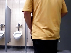 Masturbating in a public bathroom